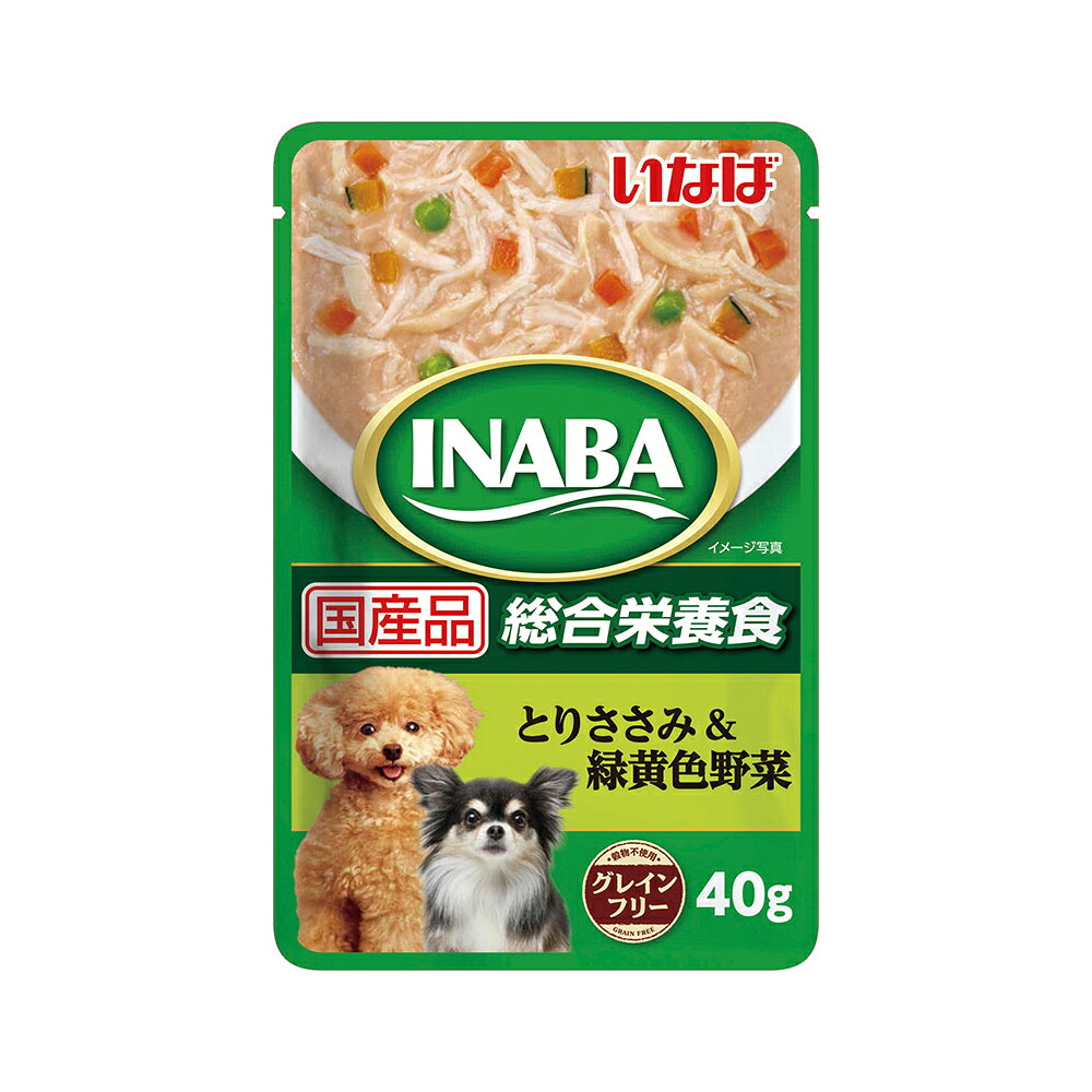いなば INABAパウチ とりささみ＆緑黄色野菜 40gのパッケージ