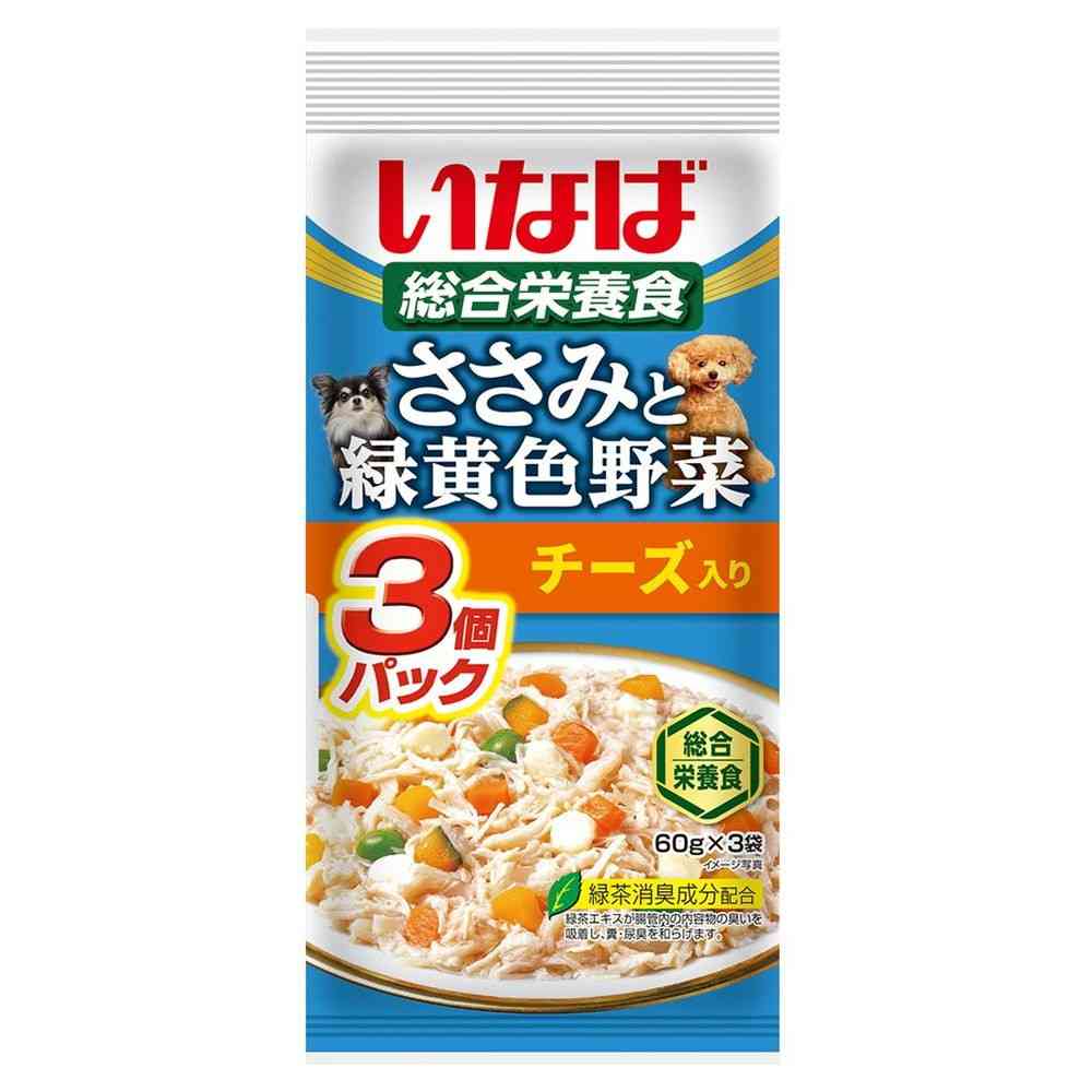 いなば ささみと緑黄色野菜 チーズ入り 60g×3袋のパッケージ