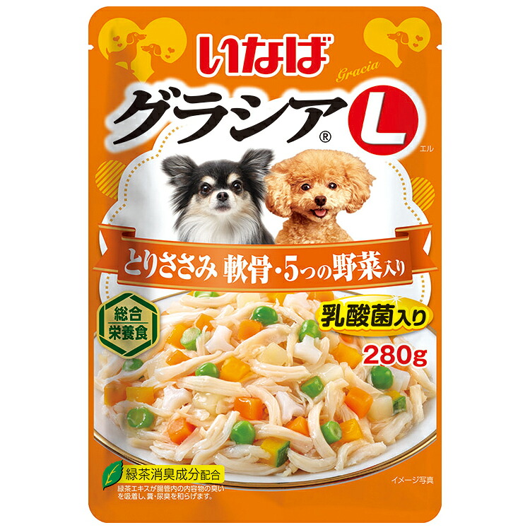 グラシアL とりささみ 軟骨・5つの野菜入り 280gのパッケージ