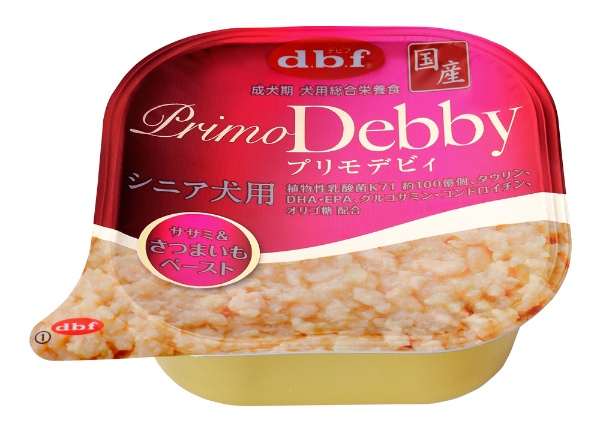 プリモデビィ シニア犬用 ササミ&さつまいもペースト 95gのパッケージ