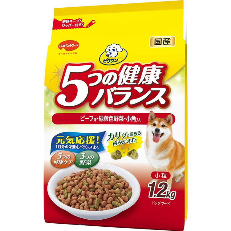 ビタワン 5つの健康バランス ビーフ味・野菜入り 小粒 1.2kgのパッケージ