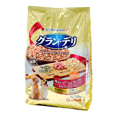 グラン・デリ カリカリ仕立て 成犬用 味わいビーフ入りセレクト 1.6kg（400g×4袋） パッケージ